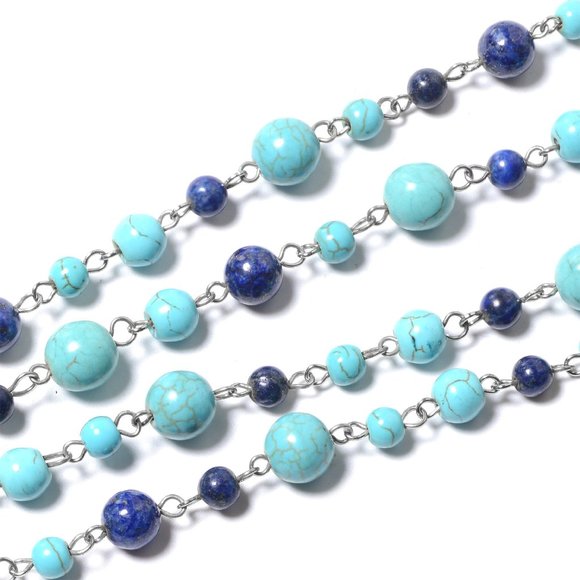 Blue Howlite and Lapis Lazuli Necklace 18-20 Inch - Picture 3 of 4